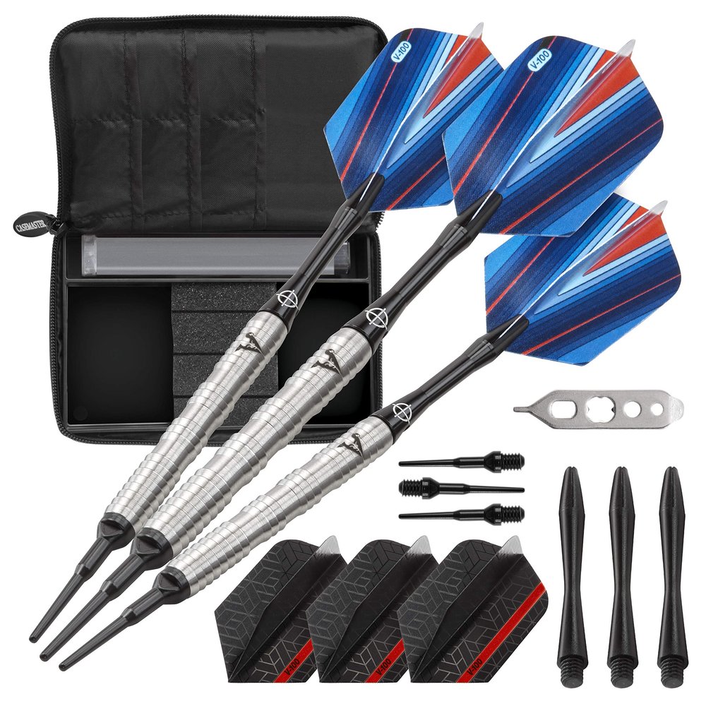 Viper by GLD Products Sidewinder Tungsten Soft Tip Darts Shark Fin Barrel 18 Grams and Casemaster Select Pink Nylon Dart Case
