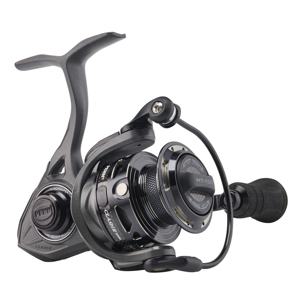 PENN Clash II Spinning Fishing Reel, Grey/Black, 2000