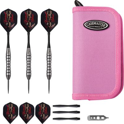 Viper by GLD Products Underground Fatal Shot Steel Tip Darts 24 Grams and Casemaster Deluxe Pink Nylon Dart Case