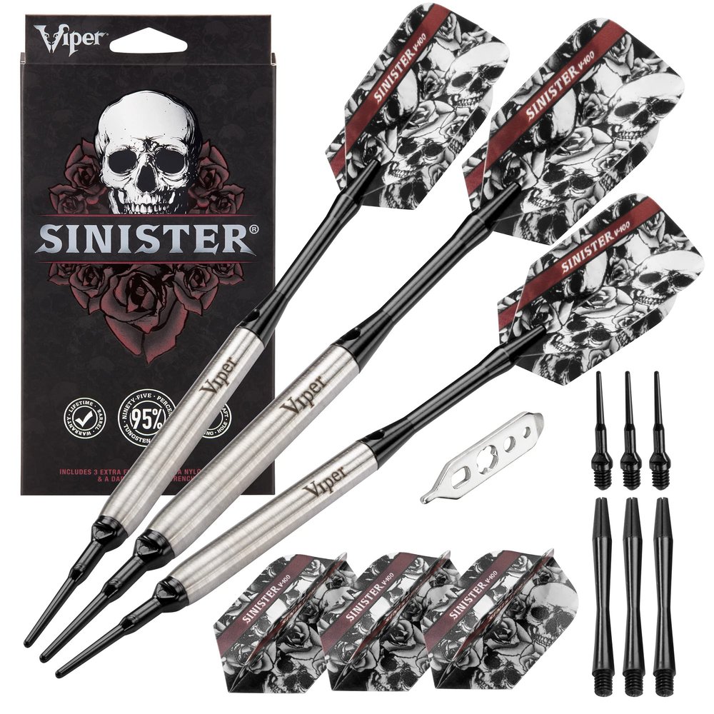 Viper by GLD Products Sinister Tungsten Soft Tip Darts Smooth Barrel 16 Grams and Casemaster Single Black Dart Case