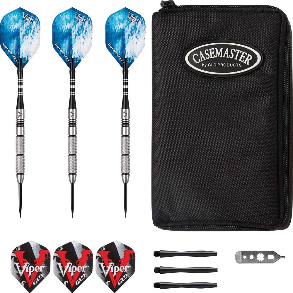 Viper Cold Steel 80% Tungsten 21 Gram Steel Tip Darts & Casemaster Select Black Dart Case