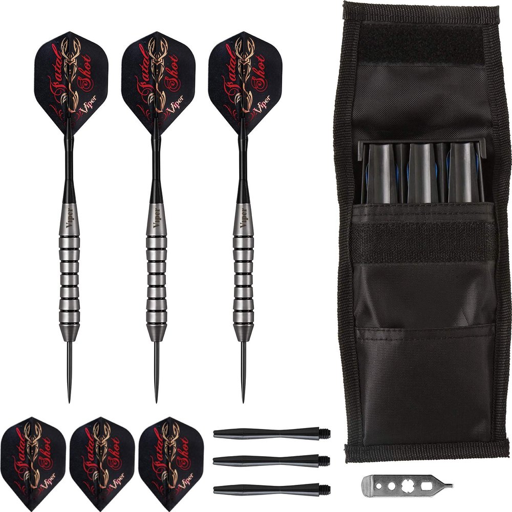 Viper Underground Fatal Shot Steel Tip Darts 24 Grams and Casemaster Single Black Dart Case