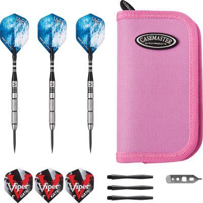 Viper Cold Steel Tungsten Steel Tip Darts 21 Grams and Casemaster Deluxe Pink Nylon Dart Case