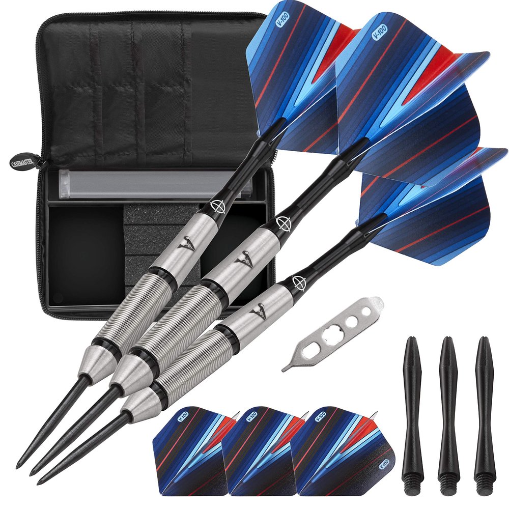 Viper by GLD Products Sidewinder Tungsten Steel Tip Darts 23 Grams and Casemaster Select Blue Nylon Dart Case