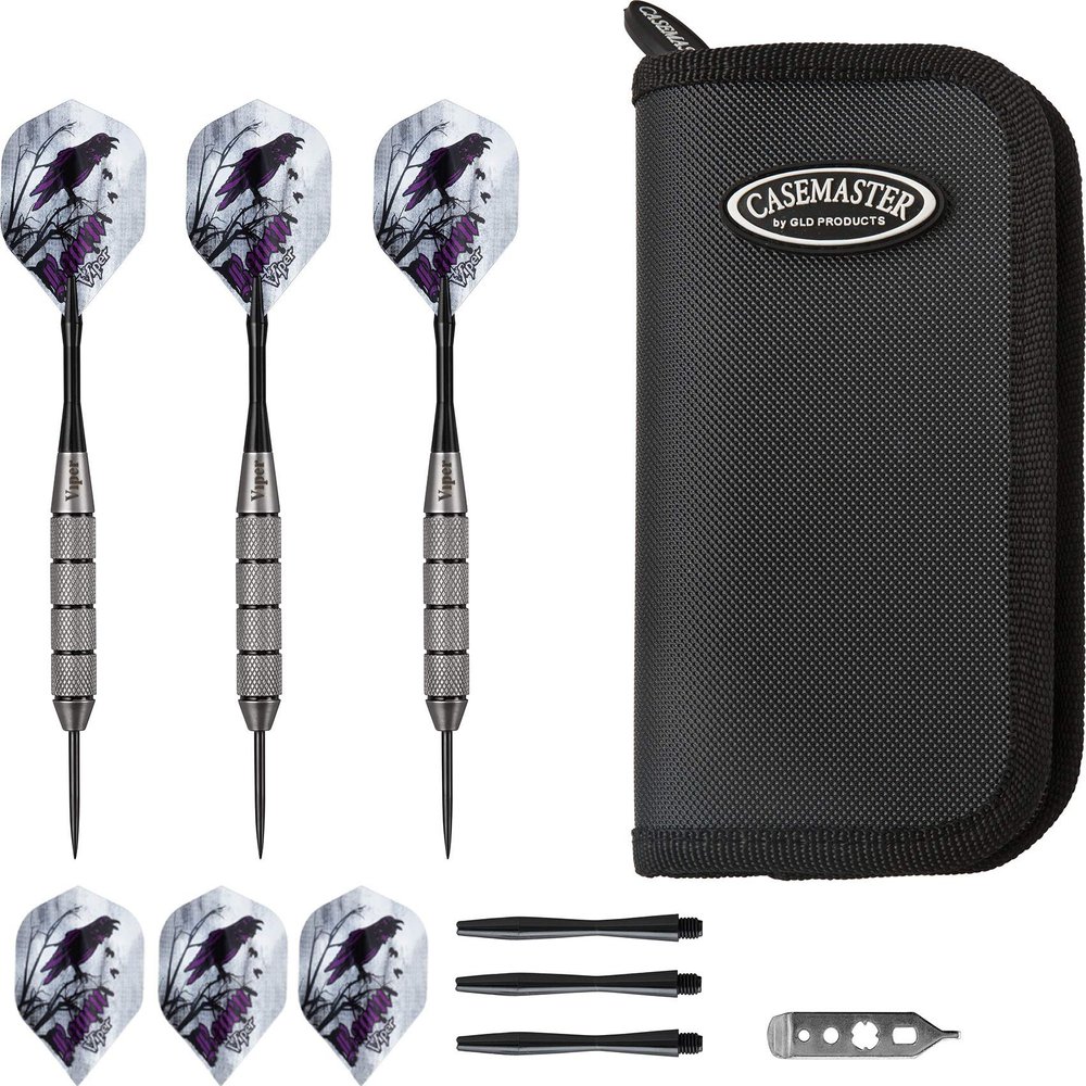 Viper Raven 25 Gram Steel Tip Darts & Casemaster Deluxe Black Dart Case