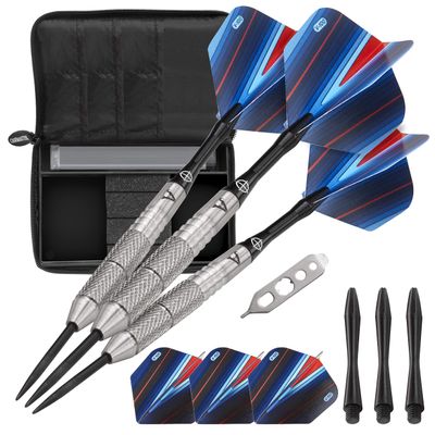 Viper Sidewinder Tungsten Steel Tip Darts 25 Grams and Casemaster Select Blue Nylon Dart Case