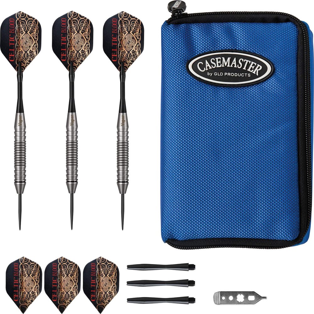 Viper Underground Celtic Blood Steel Tip Darts 22 Grams and Casemaster Select Blue Nylon Dart Case