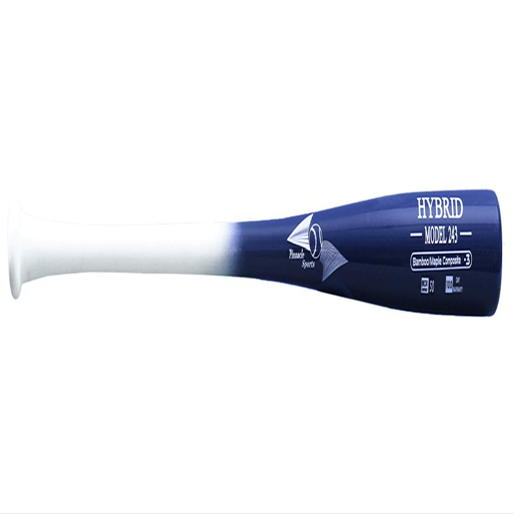 BamBooBat by Pinnacle Sports Equipment INC. Adult Maple/Bamboo Hybrid Baseball Bat, White Handle/Navy Barrel 243 End Loaded, 31"