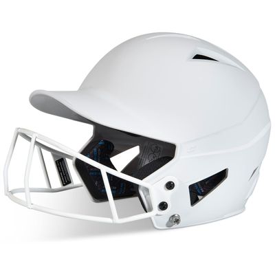 CHAMPRO HX Rise Fastpitch Softball Batting Helmet with Facemask in Solid Color Matte Finish White Medium