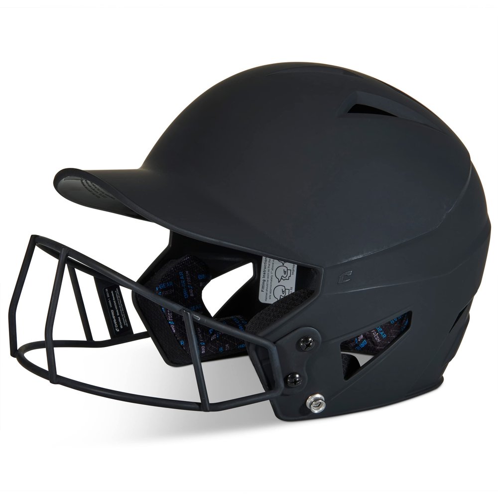 CHAMPRO HX Rise Fastpitch Softball Batting Helmet with Facemask in Solid Color Matte Finish, Black, Junior, HXFPMBJ Medium