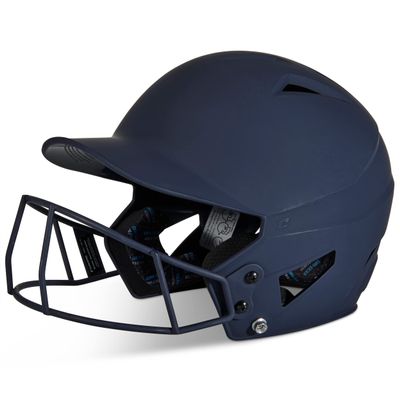 CHAMPRO HX Rise Fastpitch Softball Batting Helmet with Facemask in Solid Color Matte Finish Navy Medium