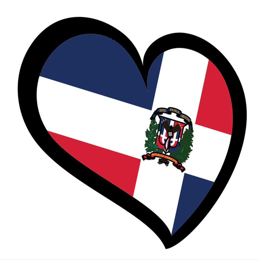 Customola - Dominican REP Country Flag Sticker Heart Shape Bumber Sticker Decal - 4 x 3.5 inc.