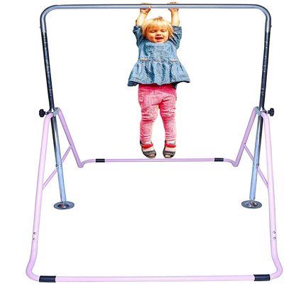 JungleKids Expandable Gymnastics Bar Horizontal Kip Bar Junior Training Adjustable Height Jungle Gym Children Monkey Bars Climbing Tower Playground Balance Bar Gymnasts Pink