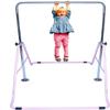 JungleKids Expandable Gymnastics Bar Horizontal Kip Bar Junior Training Adjustable Height Jungle Gym Children Monkey Bars Climbing Tower Playground Balance Bar Gymnasts Pink view 1