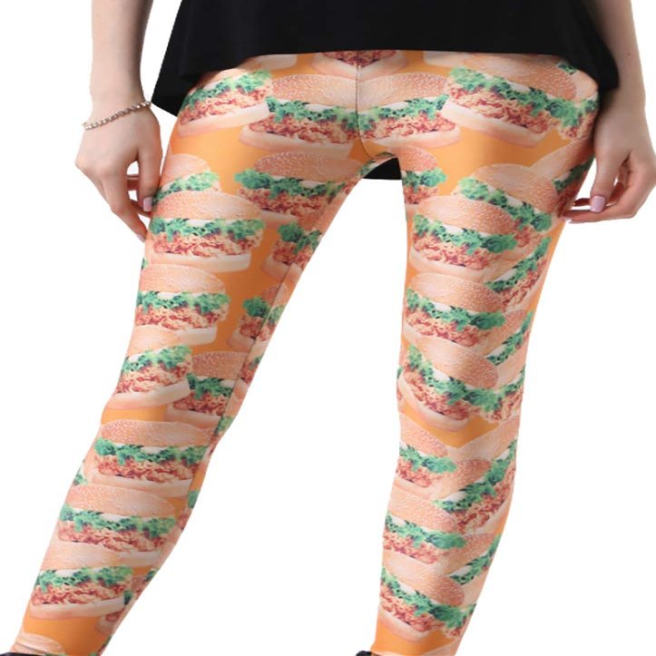 Sister Amy Women's Digital Skull Printed Elastic Footless Tights Leggings Hamburger XX-Large
