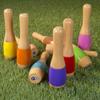 9.5-inch Wooden Multicolored Pin Lawn Bowling - Multi-Color 9.5 Inches Boys Girls view 2