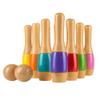 9.5-inch Wooden Multicolored Pin Lawn Bowling - Multi-Color 9.5 Inches Boys Girls view 4