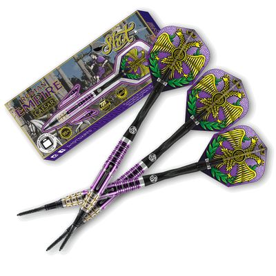 Shot Darts Soft Tip, Roman Empire Caesar 18g, 95% Tungsten Barrels, Center Balanced for Maximum Aerodynamics Handcrafted Professional Dart Set and Flights Made in New Zealand, Plastic Tip Bar Darts