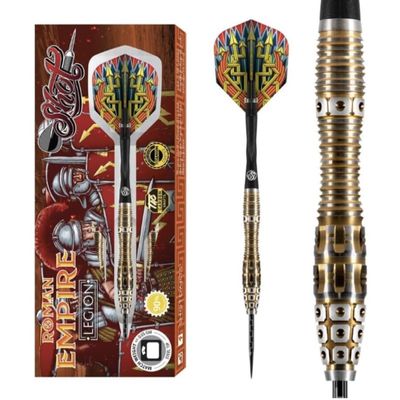 Shot! Darts Roman Empire Legion Steel Tip Dart Set | 90% Tungsten Barrels | Front Balanced with Secure Grip | Handcrafted Pro Darts with Flights for Men & Women | Metal Tips | Made in New Zealand