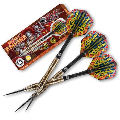 Shot! Darts Roman Empire Legion Steel Tip Dart Set | 90% Tungsten Barrels | Front Balanced with Secure Grip | Handcrafted Pro Darts with Flights for Men & Women | Metal Tips | Made in New Zealand