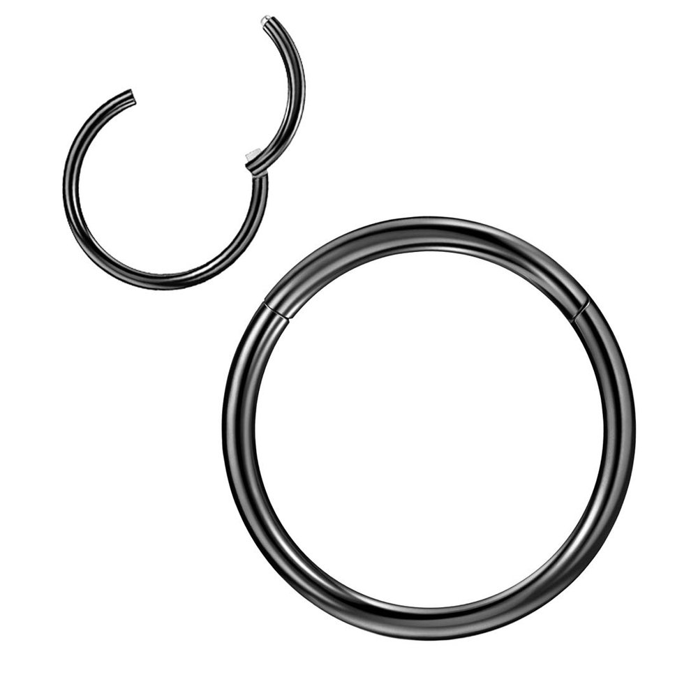 14 Gauge Black Nose Rings - Hoops for Women & Men, Surgical Steel, Hypoallergenic, Septum, Cartilage, Helix, Conch, Rook, Tragus, Lobe, Lip - 13mm