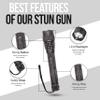 2-in-1 Stun Gun Flashlight-Rechargeable Stun Gun for self Defense Men Women-Palm Sized-Shockwave Mini Tactical Stungun- 9.5" Military Grade Body-Multiple Light Modes-Holster & Charging Cable view 3