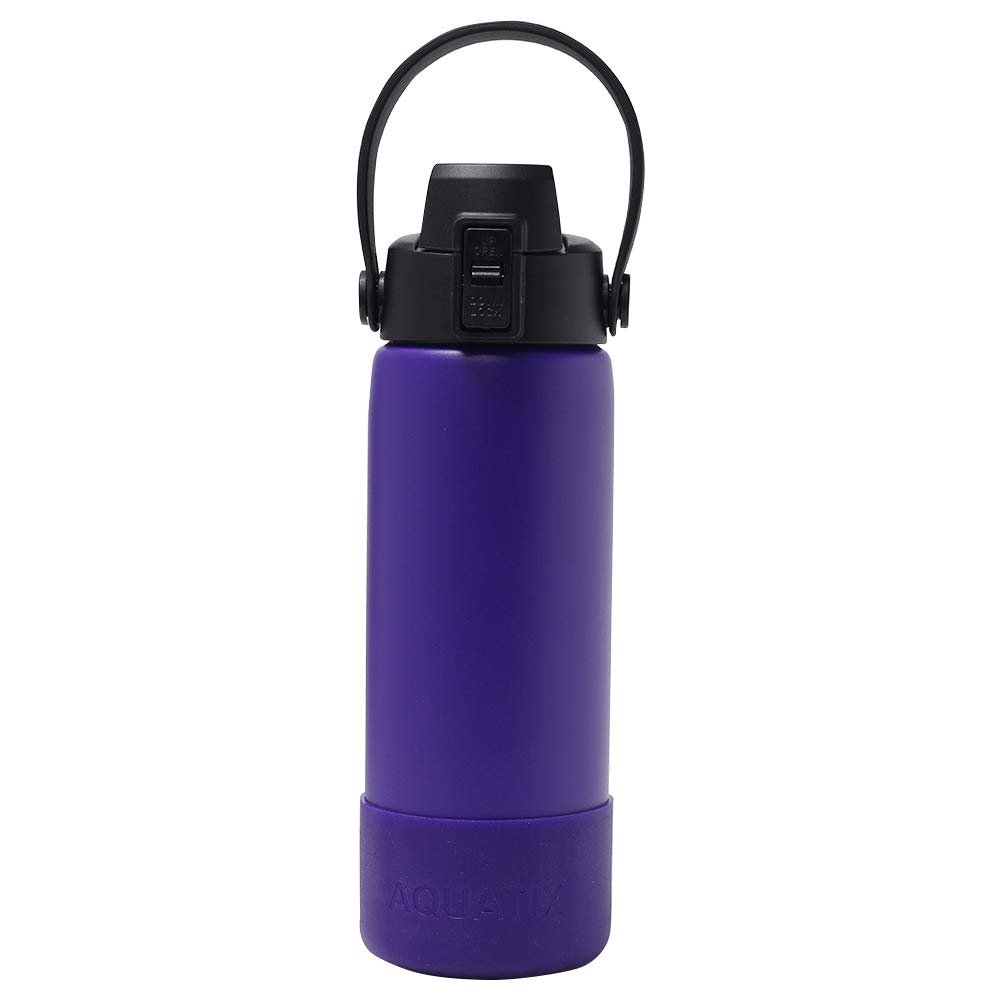 Aquatix Double Wall Insulated 21 Ounce Purple Bottle with Silicon Shock Scratch and Dent Resistant Boot (Purple)