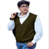 TINKUY PERU Sweater For Men, V Neck Argyle Sweater Vest, Soft Authentic Peruvian Alpaca Wool Knitted Jacquard Pullover Sleeveless Sweater with Buttons for Men, Size S-4XL, (Olive Green, 3X-Large) view 1