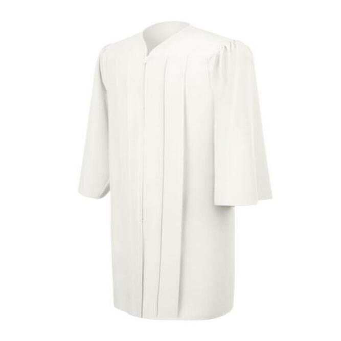 CLERKMANS White High School Graduation Gown Matte Fabric 54 (5'9"-5'11")
