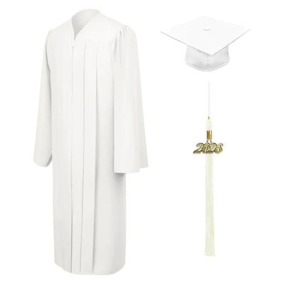 CLERKMANS White High School Graduation Gown Matte Fabric 45 (5'0"-5'2")