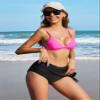 ALove Women Waistband Swim Skirts Skort Bottom Stretch Swim Board Shorts Swimdress S Black view 3