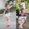 Kaipiclos Baby Girls Pants Velvet Toddler Kids Bell Bottom Pants Infant Wide Leg Stretch Pleuche Long Trousers 1-5T (Pink, 1-2 Years) view 3