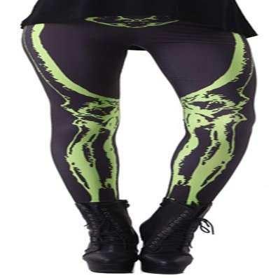 Sister Amy Women's Digital Galaxy Printted Ankle Elastic Tights Legging Sexy Yellow Skeleton US XXXXL
