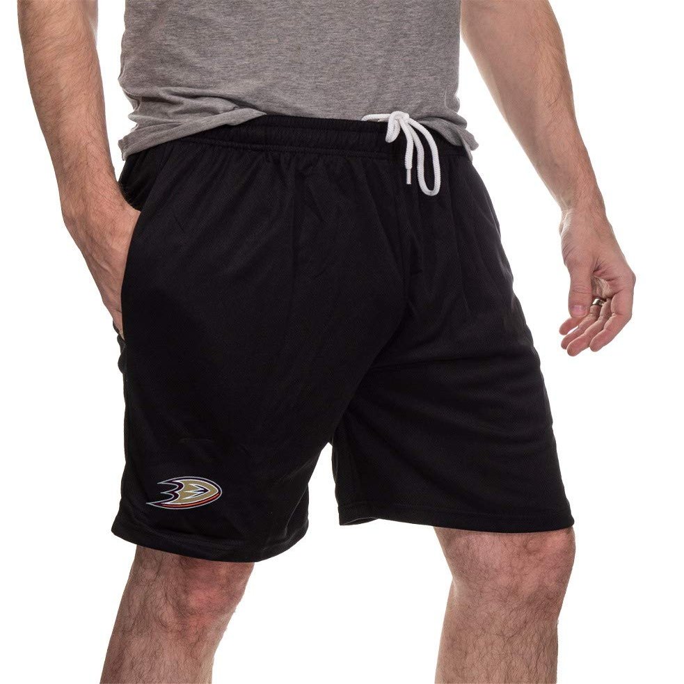 Calhoun NHL Men's Team Logo Air Mesh Shorts (Anaheim Ducks, Medium)