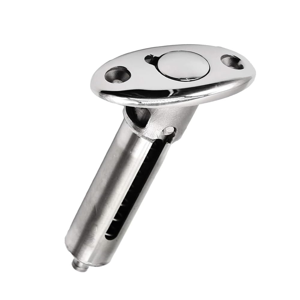 MARINE CITY Flag Staff Adjustable Stanchion Socket, 316 Grade Stainless Steel, 30-Degree Flush Mount, Twist Locking, Corrosion-Resistant, for Boats, Pack of 1