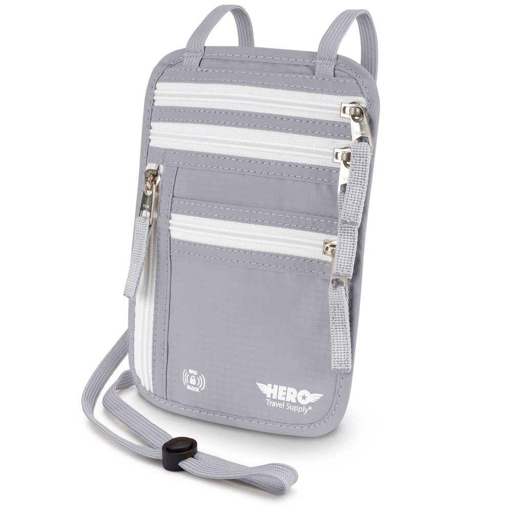 HERO Neck Wallet, RFID Blocking Passport Holder, Easy to Conceal and Pouch