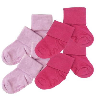 Babysoy Newborn Baby Girl Gripper Socks - Toddler Ankle Non-Slip Socks with Grips- Pack of 4s  (0-6 Months, Lavender-berry)