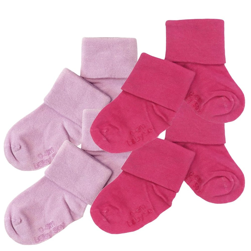 Babysoy Newborn Baby Girl Gripper Socks - Toddler Ankle Non-Slip Socks with Grips- Pack of 4s  (0-6 Months, Lavender-berry)