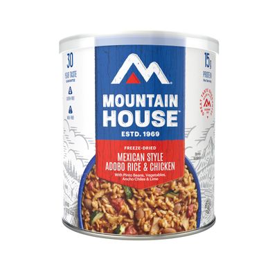 Mountain House Gluten-Free Mexican-Style Adobo Rice & Chicken Freeze-Dried Food for Camping, 7 Servings, 30-Year Shelf-Life