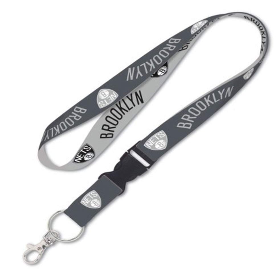 WinCraft Brooklyn Nets Premium Lanyard Keychain, 1 inch Wide Charcoal Edition