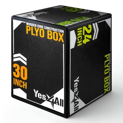 Yes4All 3-in-1 Soft-Padded Plyo Box With Wooden Core, Non-Slip Multi-Use Cushioned Plyometric Jump Box with Vinyl Cover for Jumping, Conditioning, Strength Training, 30" x 24" x 20"