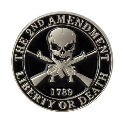 2nd Amendment Right to Bear Arms Militia Liberty or Death 1789 Skull and Crossed Guns 1" Lapel Pin (1 Pin)