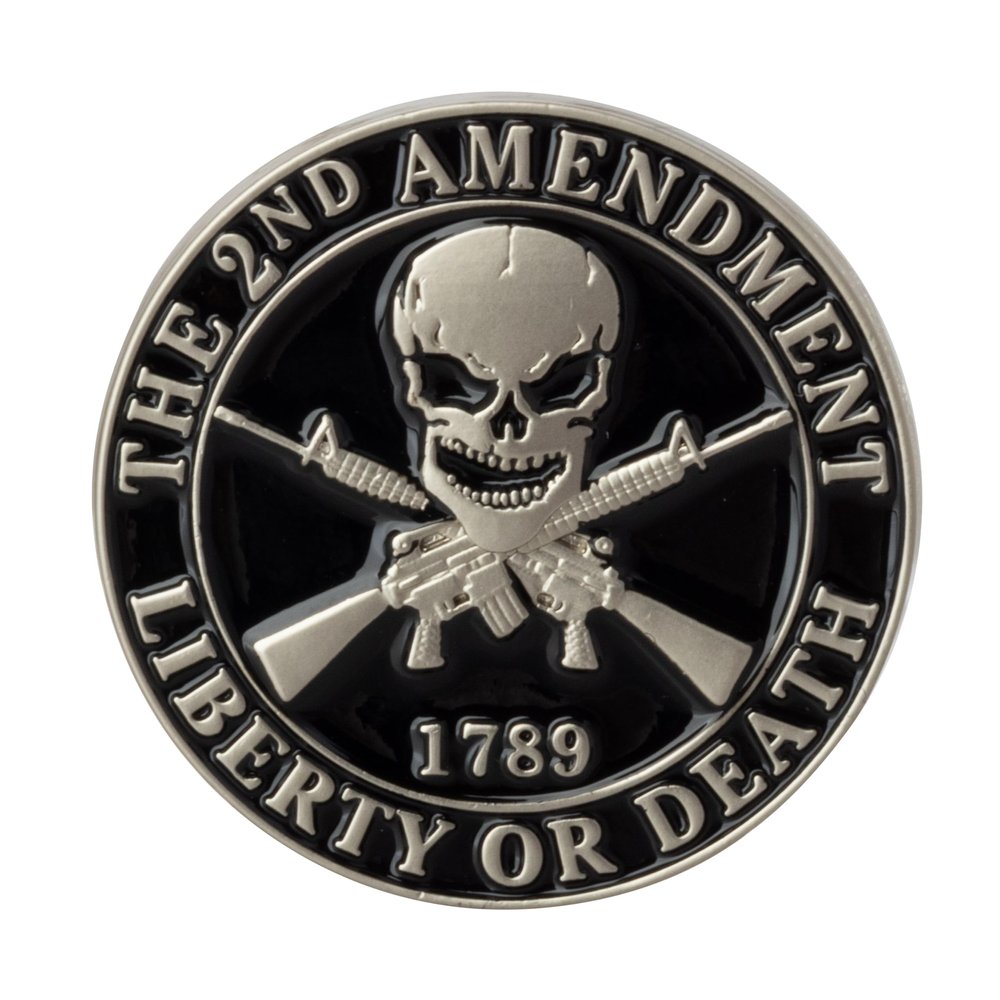 2nd Amendment Right to Bear Arms Militia Liberty or Death 1789 Skull and Crossed Guns 1" Lapel Pin (1 Pin)