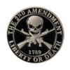 2nd Amendment Right to Bear Arms Militia Liberty or Death 1789 Skull and Crossed Guns 1" Lapel Pin (1 Pin) view 1