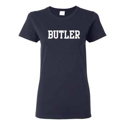 UGP Campus Apparel LS01 - Butler Bulldogs Basic Block Womens T-Shirt - 3X-Large - Navy