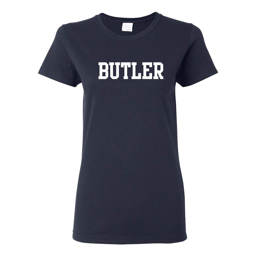 UGP Campus Apparel LS01 - Butler Bulldogs Basic Block Womens T-Shirt - 3X-Large - Navy
