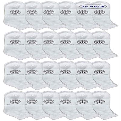 24 Pairs Of Yacht & Smith Men Wholesale Cotton Sport Athletic Mid Ankle Socks Bulk Case Pack Size 10-13 (White)