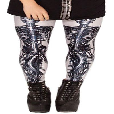 Sister Amy Women's Digital Skull Printted Ankle Elastic Tights Legging Skeleton Mermaid US XXXXL