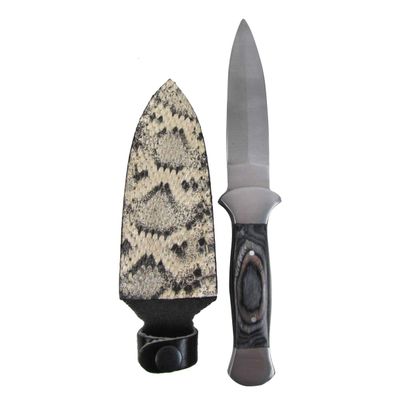 TG,LLC Treasure Gurus Full Tang Hunting Tactical Boot Knife Survival Dagger Rattlesnake Skin Leather Sheath