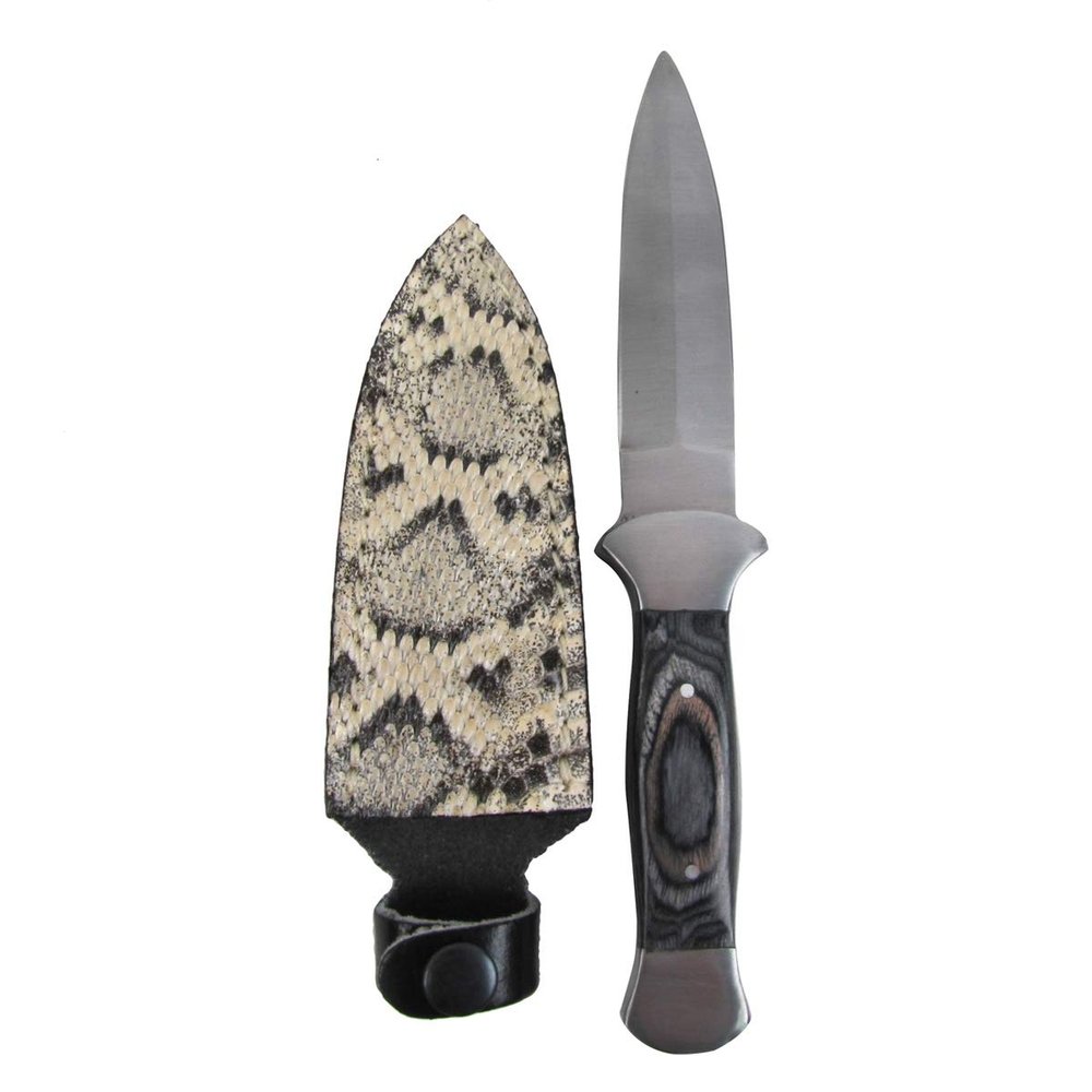 TG,LLC Treasure Gurus Full Tang Hunting Tactical Boot Knife Survival Dagger Rattlesnake Skin Leather Sheath